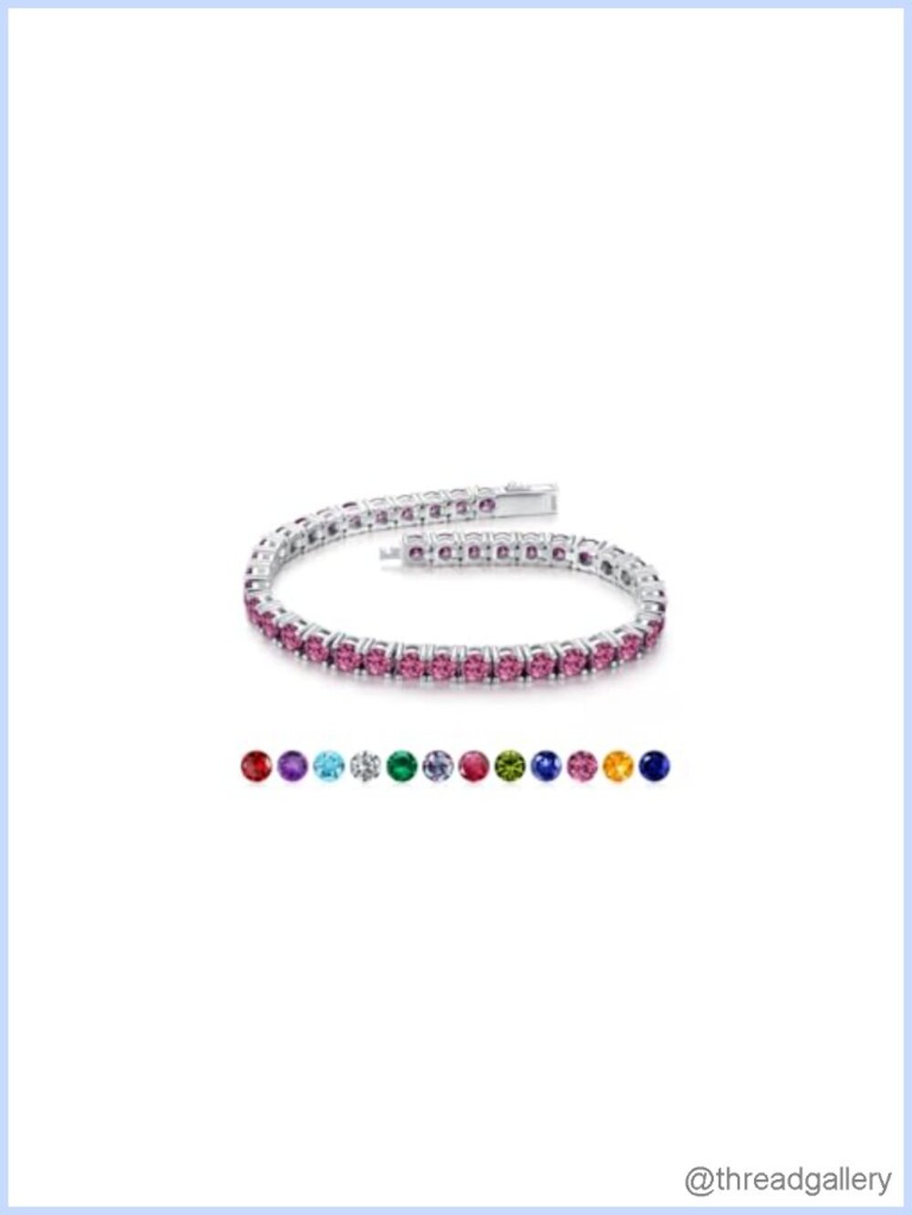 Pink Tourmaline Tennis Bracelet 925 Sterling Silver October Birthstone
